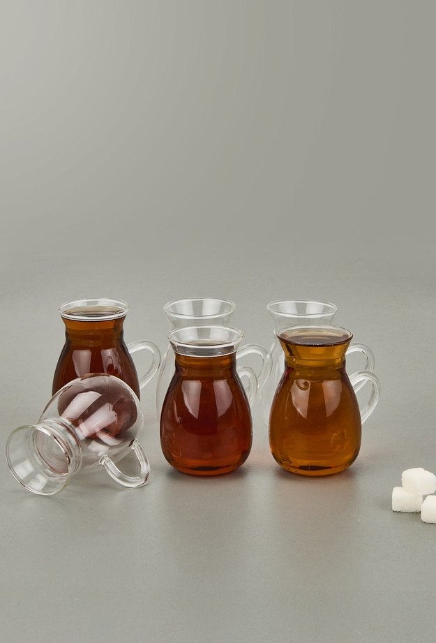 Arow Grape Borosilikat Cam 6'lı Çay Seti - Şeffaf - 220 ml