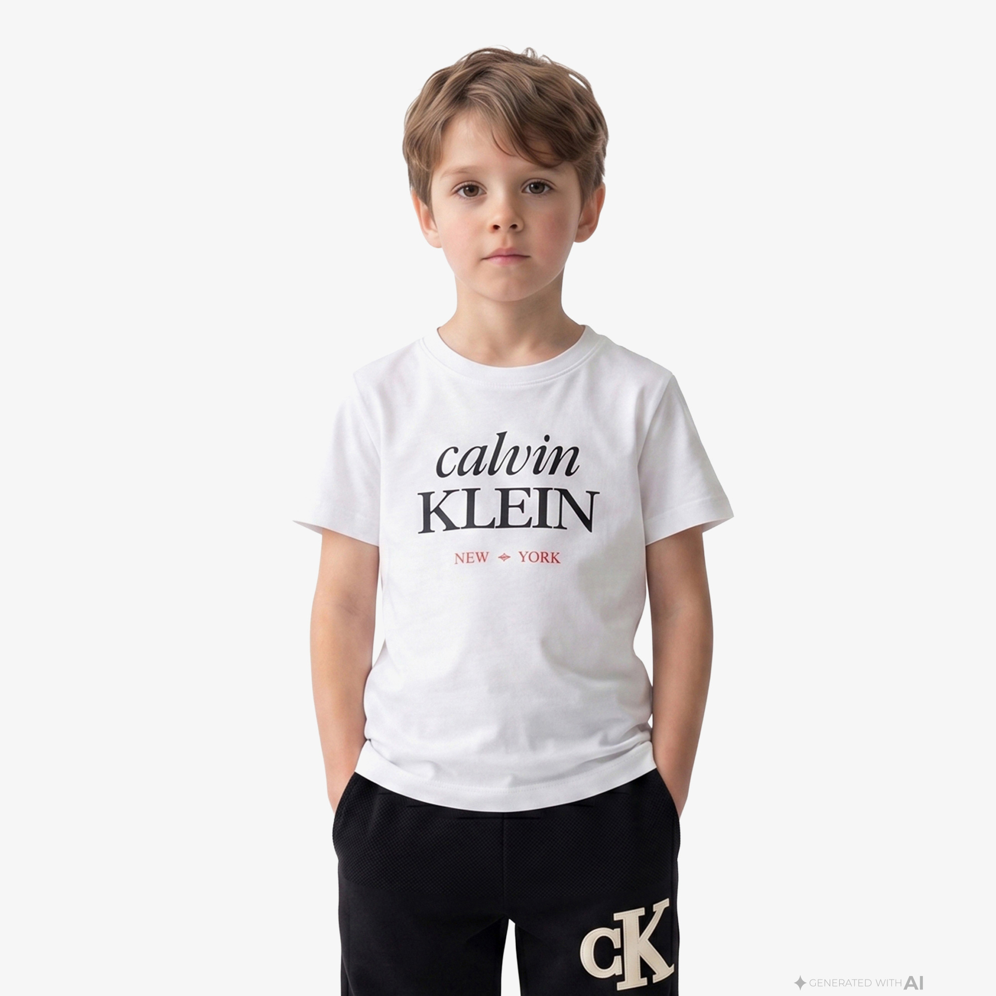 Calvin Klein Logo Çocuk Beyaz T-Shirt
