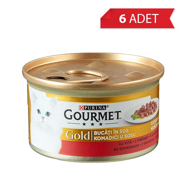 Gourmet Gold Soslu Parça Sığır Etli Kedi Konservesi 85gr (6 Adet)