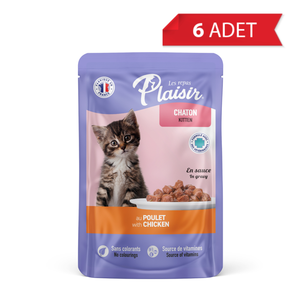 Plaisir Pouch Sos İçinde Tavuklu Yavru Kedi Konservesi 100gr (6 Adet)