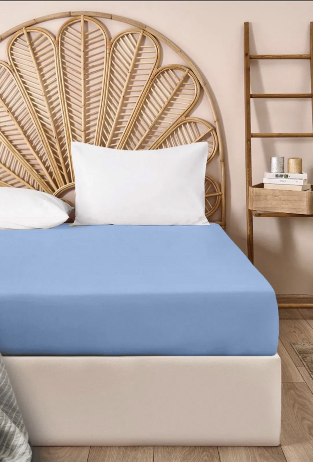 Evidea Soft Basic Çift Kişilik Lastikli Çarşaf - Mavi - 160x200 cm
