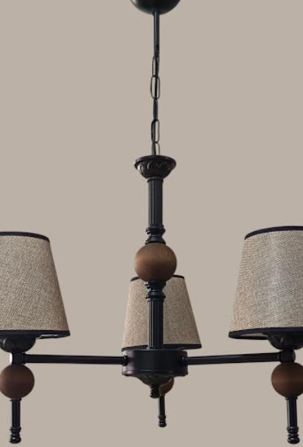Safir Light Linea Üç Kollu Ahşap Detaylı Avize - Beyaz