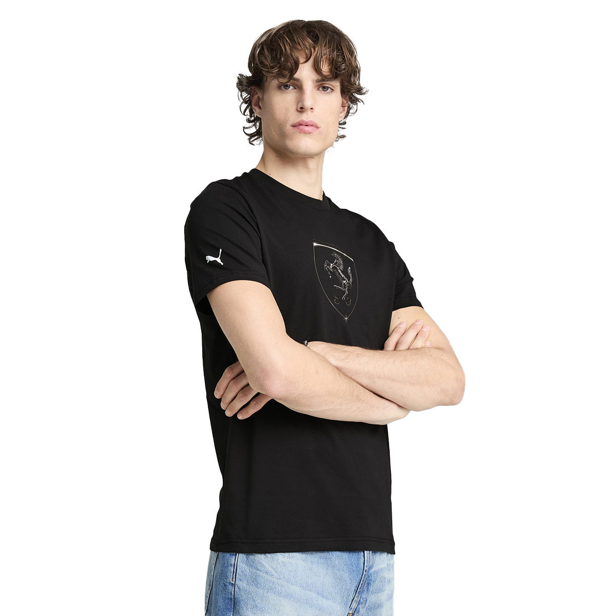 Ferrari Race Erkek Siyah Günlük Stil T-Shirt 63018901