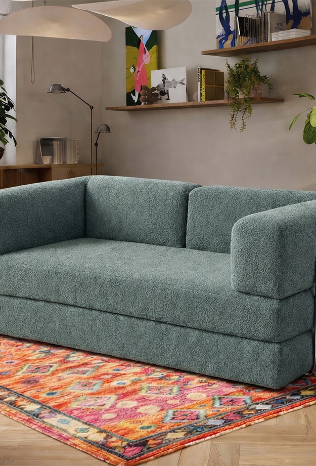 Just Home Eco Vetta Katlanır Yatak Olabilen Çok Amaçlı Çift Kişilik Koltuk - Yeşil - 180 cm