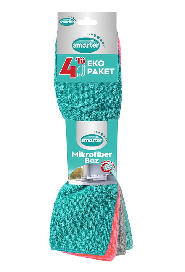 Smarter 4'lü Mikrofiber Temizlik Bezi - Renkli