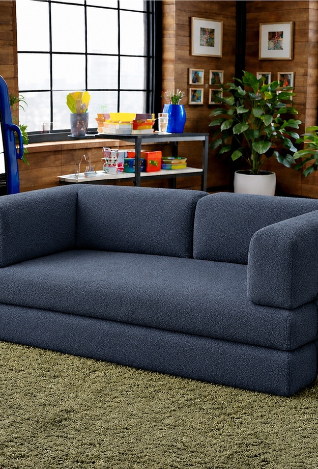 Just Home Eco Vetta Katlanır Yatak Olabilen Çok Amaçlı Çift Kişilik Koltuk - İndigo - 180 cm