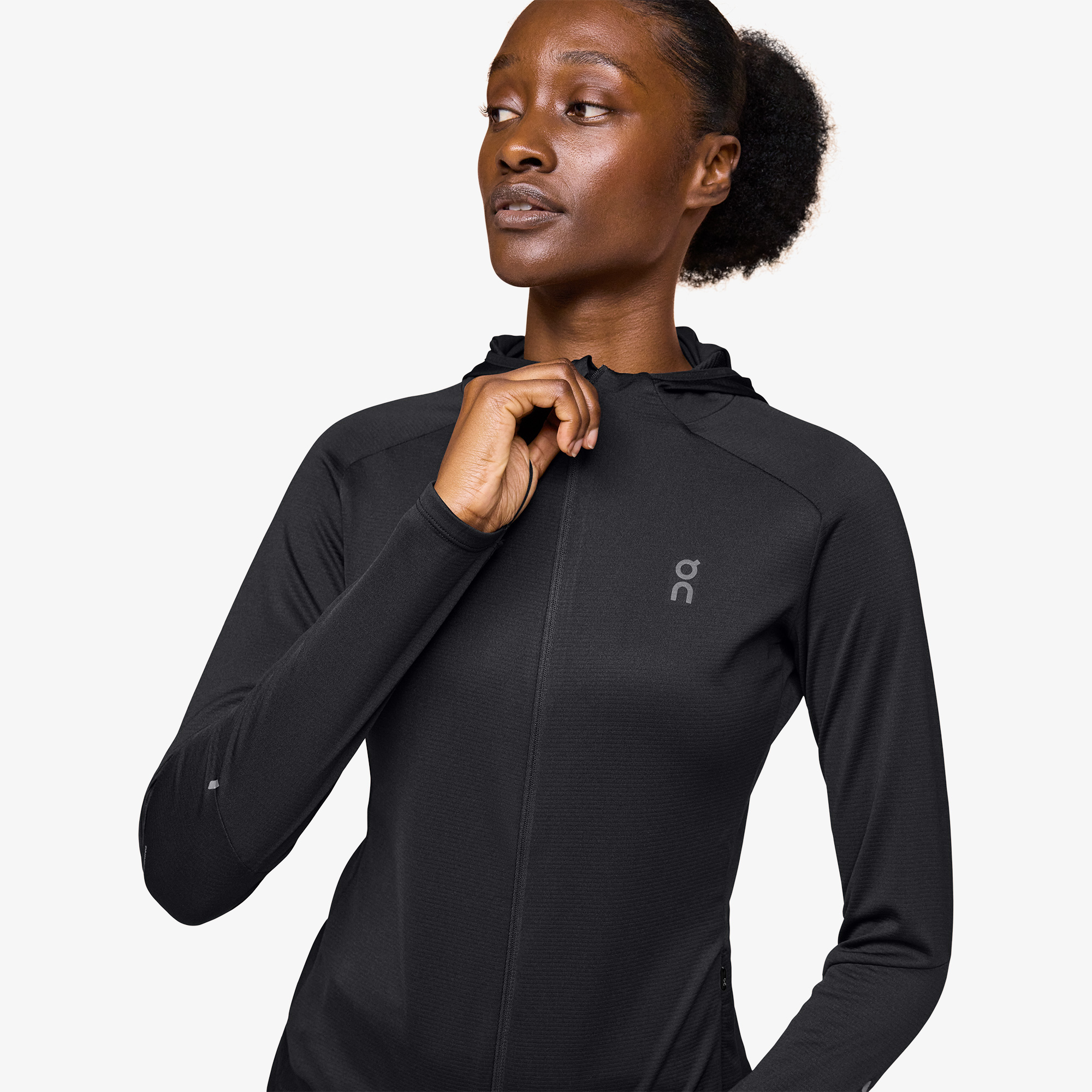 On Climate Zip Kadın Siyah Koşu Sweatshirt
