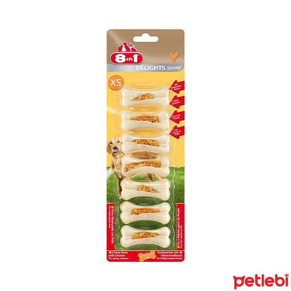 8in1 Delights Bones Köpekler İçin Tavuklu Ağız Bakım Pres Kemik Small (7'li) [XS]