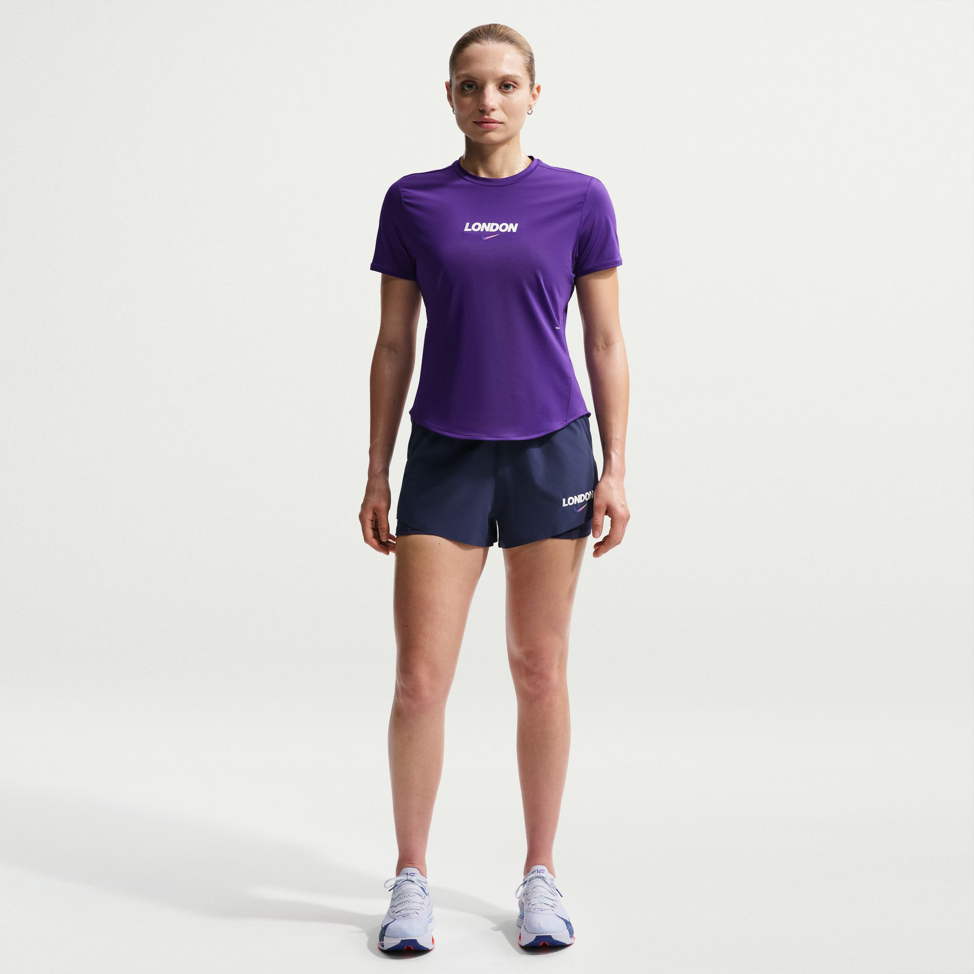 Nike Stride Dri-FIT ADV Kadın Mor Koşu T-Shirt