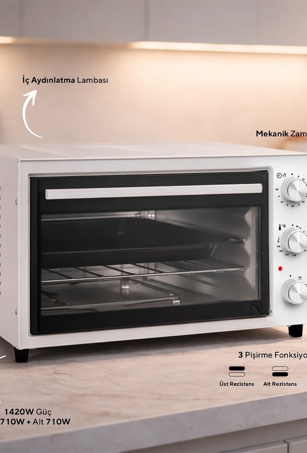 Kumtel KF-5320 Mini Fırın - Beyaz - 1420 Watt