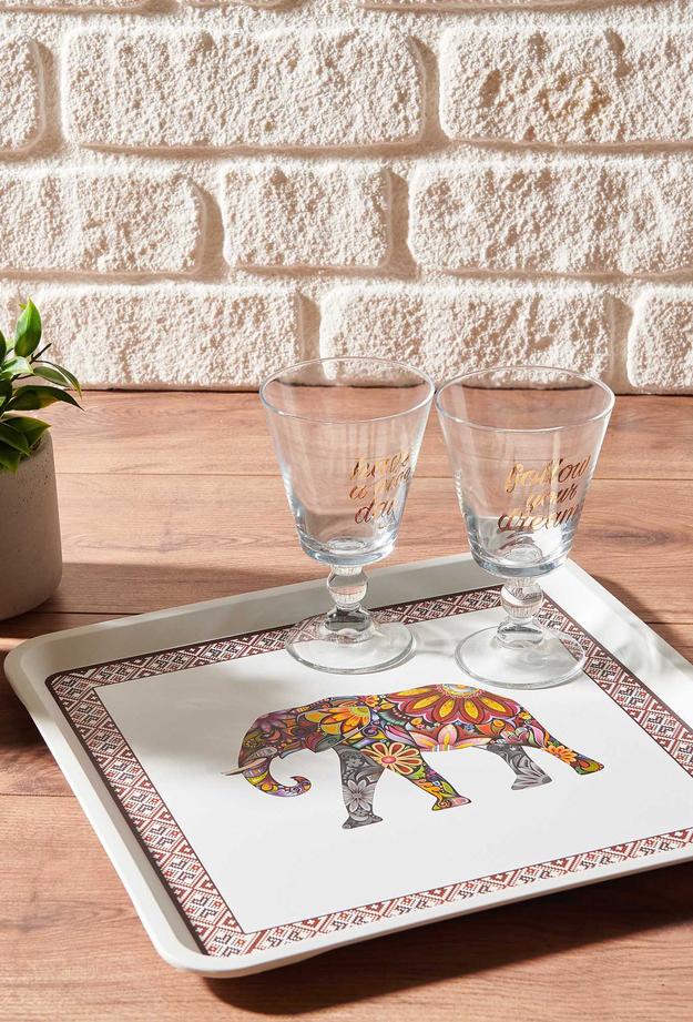 Zucci Home Fil Desenli Alaçatı Kare Tepsi - 32,5x32,5 cm