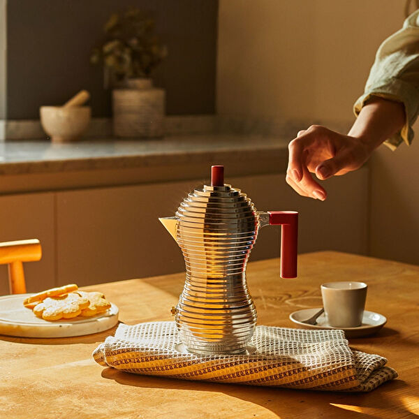 Alessi Pulcina Espresso Kahve Makinesi Mokapot 150 ml Kırmızı