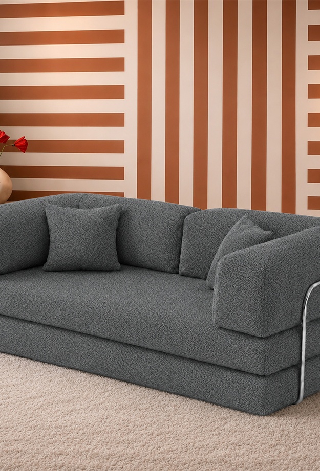 Just Home Vetta Katlanır Yatak Olabilen Çok Amaçlı Çift Kişilik Koltuk - Antrasit - 200 cm