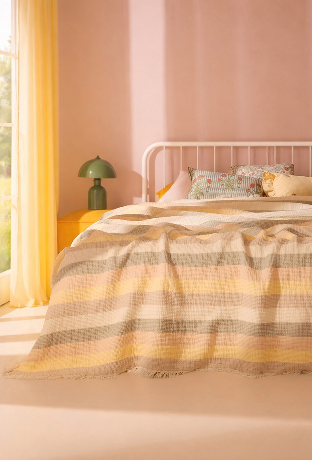 Evidea Soft Pastela Tek Kişilik Yatak Örtüsü - Renkli - 170x230 cm