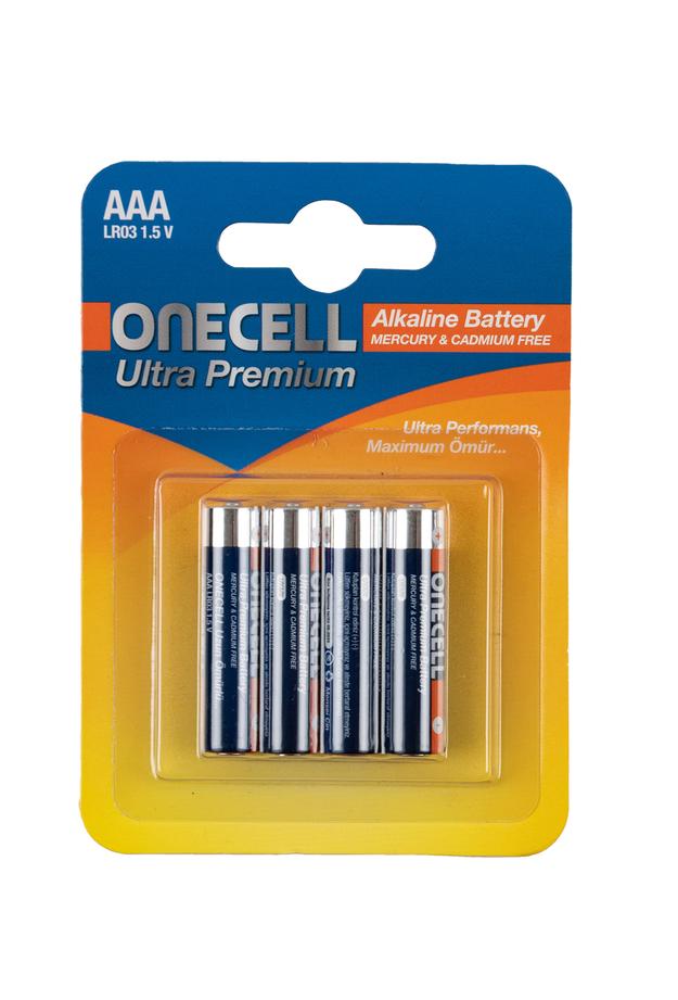 Onecell Ultra Premium Alkalin 1,5 V. 4'lü AAA Boy Pil