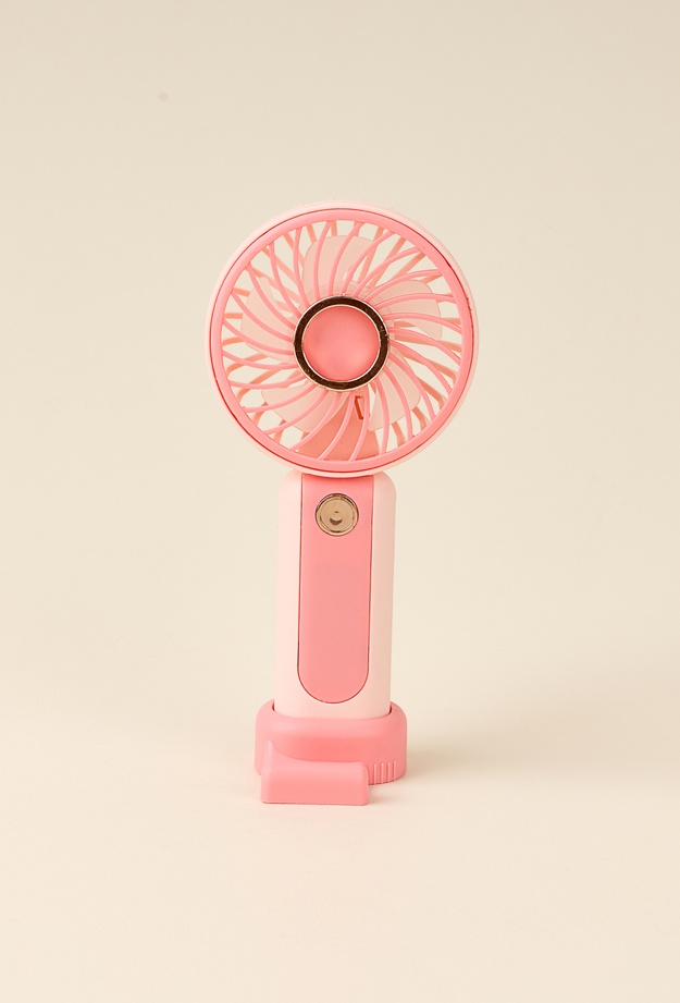 Bam Stantlı Mini Vantilatör - Pembe - 16 cm