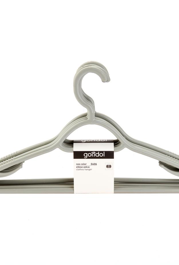 Gondol 6'lı Plastik Elbise Askısı - Gri - 38 cm