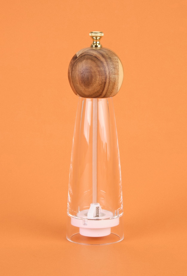 Arow Akrilik Tuz Karabiber Öğütücü - Kahverengi / Şeffaf- 24 cm