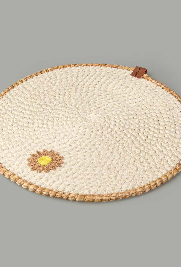 Evidea Soft Çiçek Nakışlı Supla - Ekru - 33x33 cm