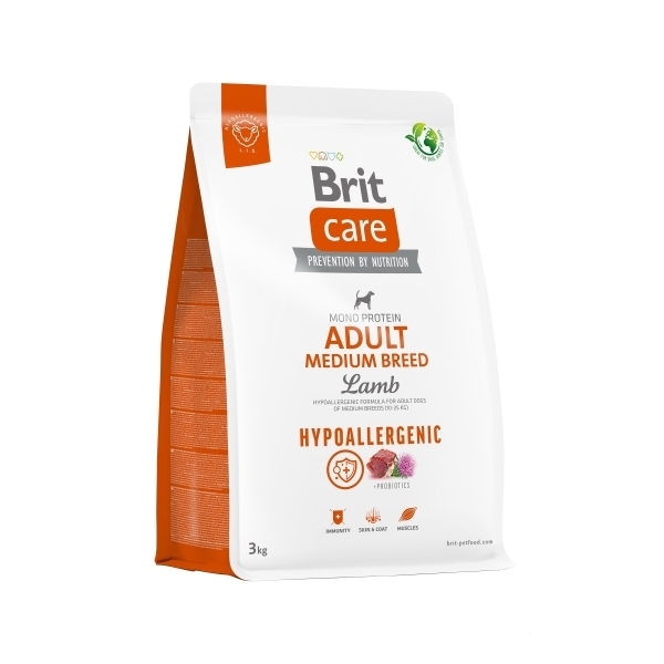 Brit Care Medium Adult Mono Protein Hipoalerjenik Kuzulu Orta Irk Yetişkin Köpek Maması 3kg