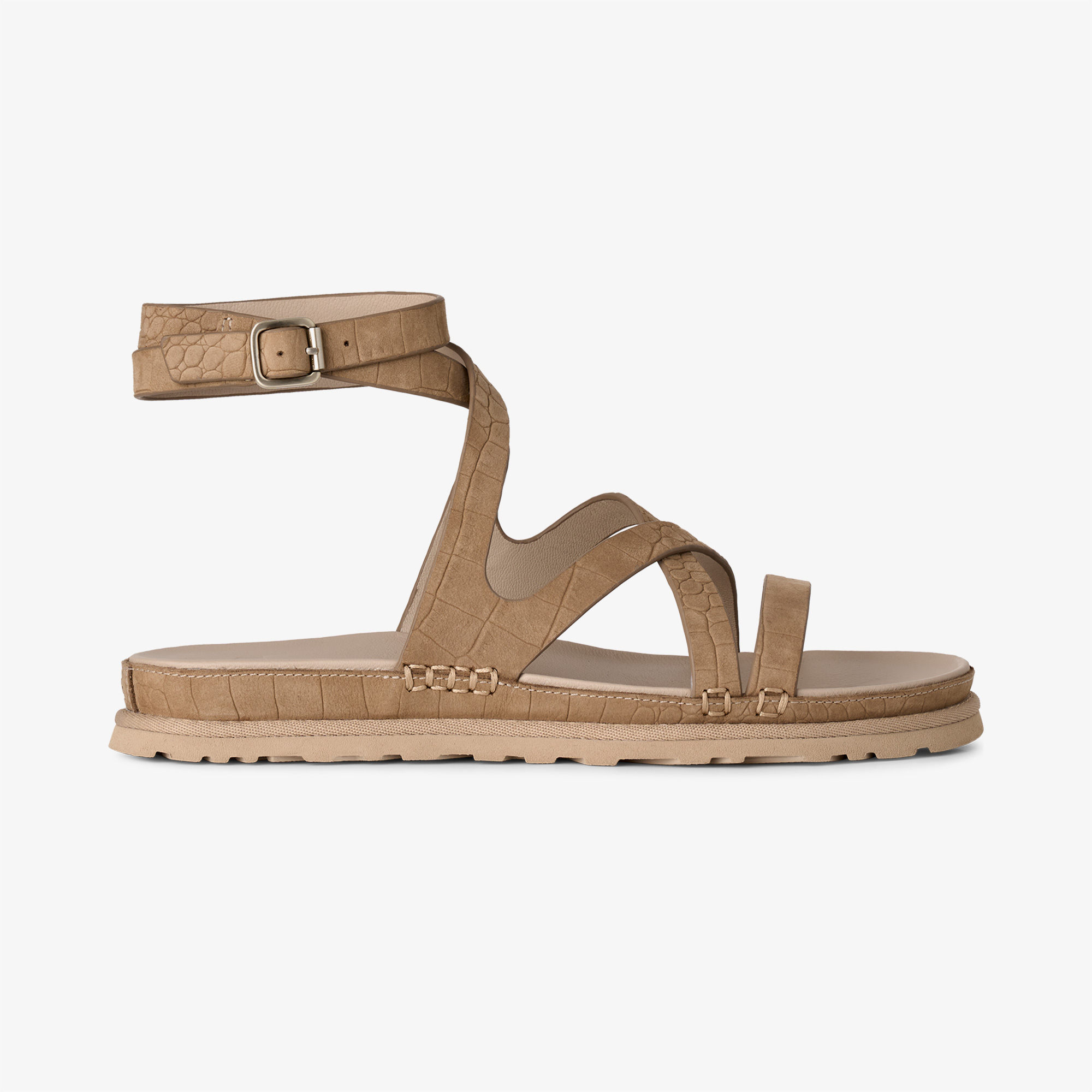 UGG Goldengaze Embossed Ankle Wrap Kadın Kahverengi Sandalet