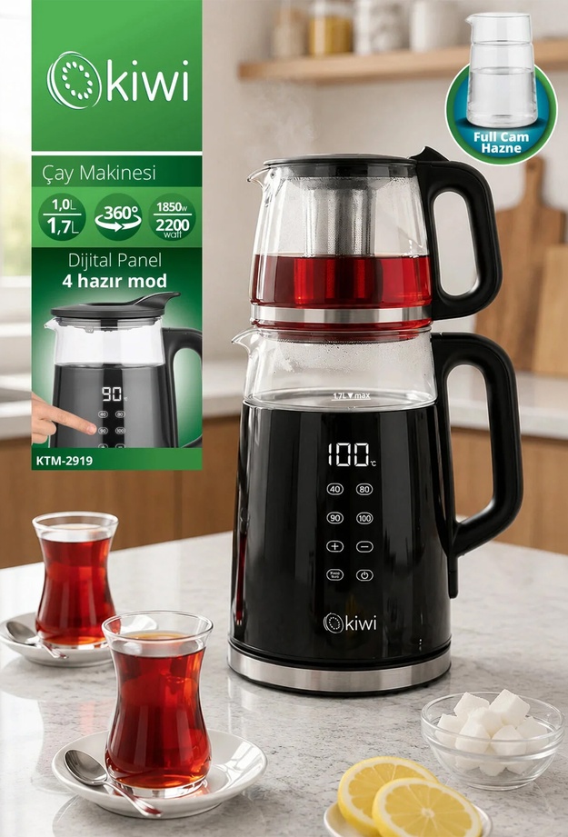 Kiwi KTM-2919 Çay Makinesi - Siyah - 2200 Watt