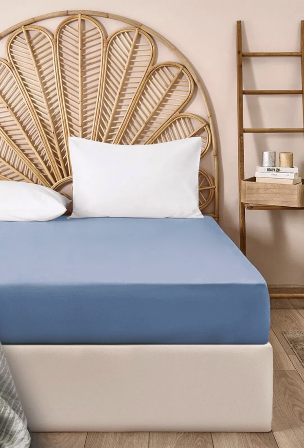 Evidea Soft Basic Çift Kişilik Düz Kenar Çarşaf - Mavi - 240x260 cm