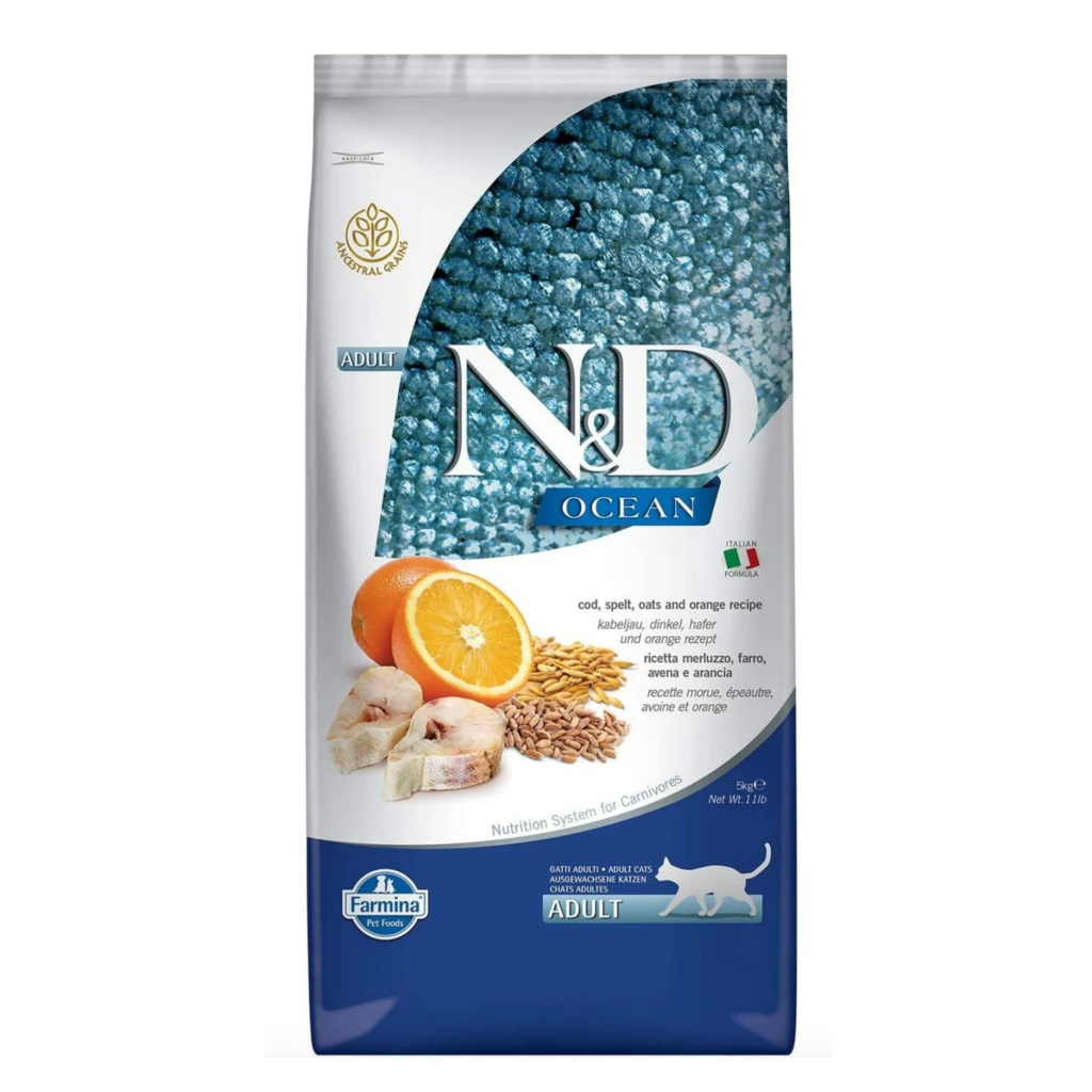 N&D Ocean Morina Balıklı ve Portakallı Yetişkin Kedi Maması 10kg