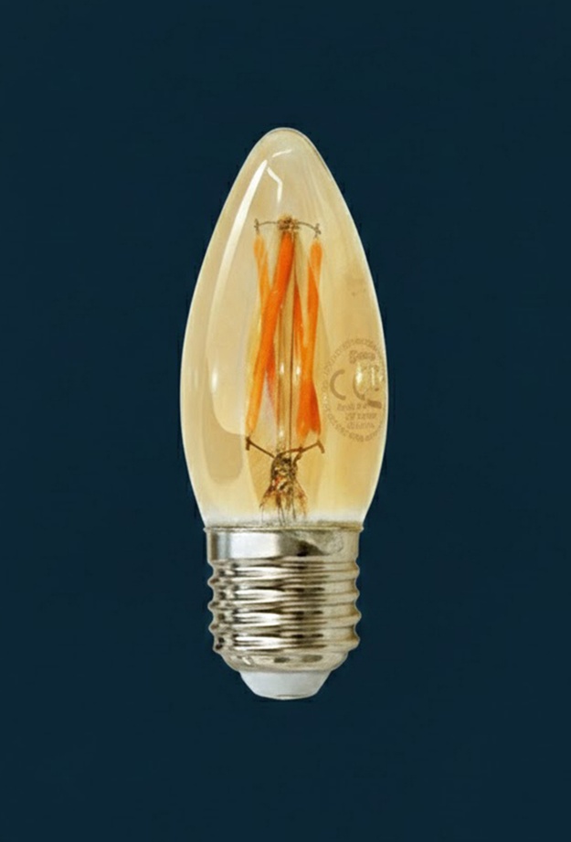 Orbus C37 4W Filament Bulb Amber E27 300Lm Ra80 220 - 240V/50Hz Ampul - 2200K Sarı Işık