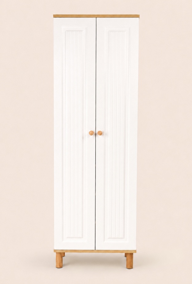 Just Home Polo 2 Kapak ve 8 Raflı Çok Amaçlı Dolap - Safir Meşe / Beyaz - 182x36x60 cm