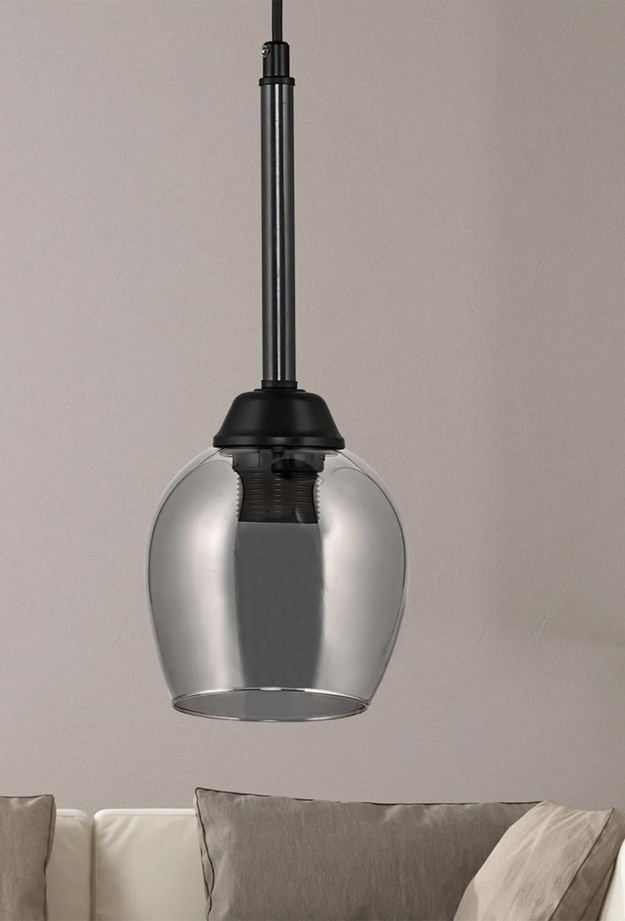 Safir Light Volga Füme Camlı Sarkıt - Siyah