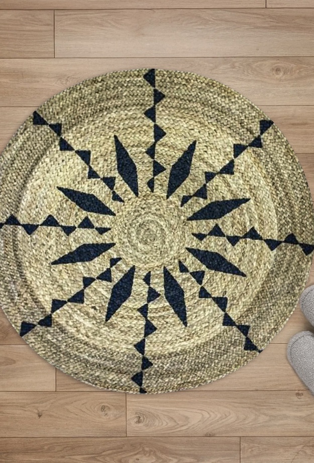 Giz Home P05 Bolero Jüt Örgü Halı - Natürel - 90x90 cm