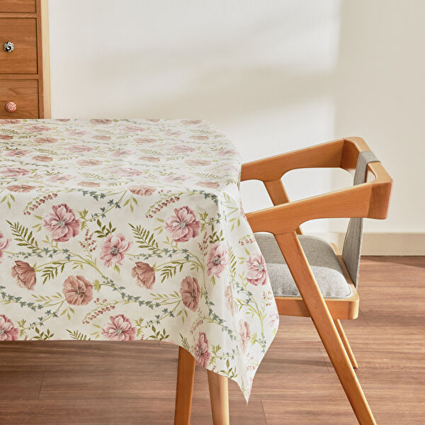 Karaca Home Hera Çiçekli Pvc Masa Örtüsü Ekru